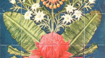 Flora decoratively arranged on tiles