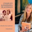 The left hand side of the image is the front cover of the book 'Charles & Barbara Blackman: A Decade of Art and Love'. The right hand side of the image is a portrait photograph of a woman with long hair holding a book.