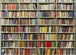 Shelves of hundreds of colourful books