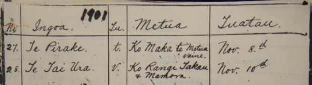 Cook Islands 1901 birth register