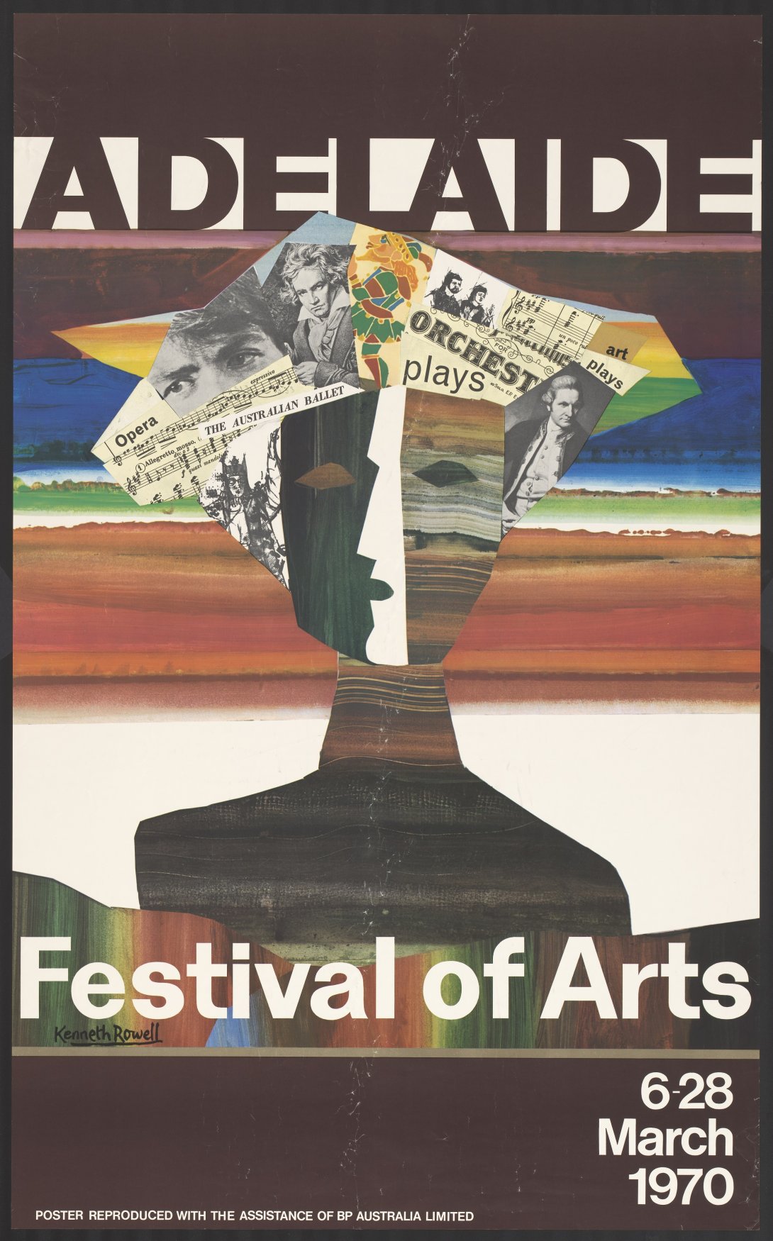 Multicoloured poster for the 1970 Adelaide Festival of the Arts. 