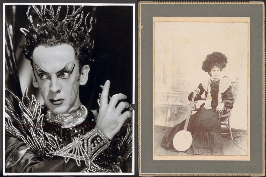Two images side-by-side: On the left hand side, Sir Robert Helpmann. On the right hand side, Bessie Campbell.